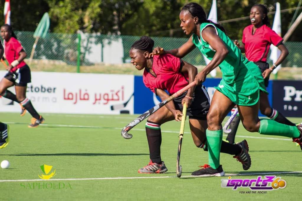 A hassle for the ball… Kenya versus Nigeria