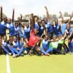 Lakers celebrate after beating Strathmore University during Africa Cup For Club Champions at City Park Hockey Stadium last February.